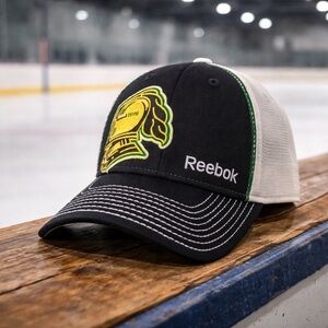 Reebok Black and White Cap with Yellow Logo